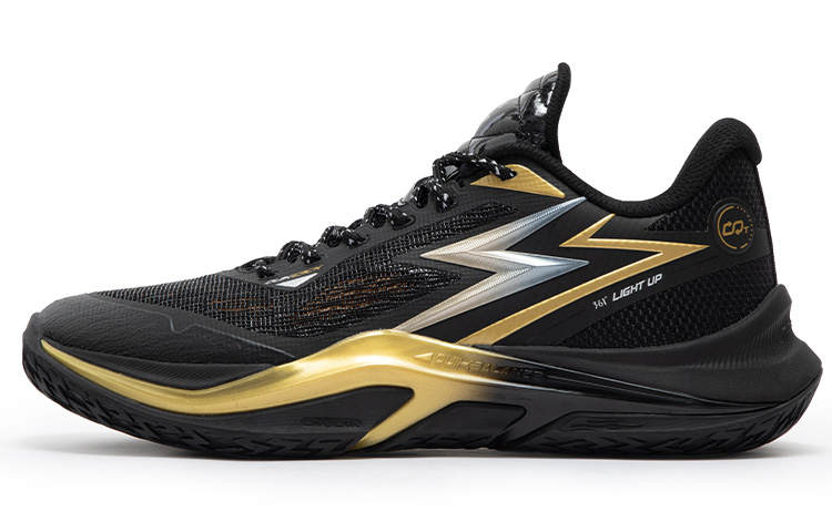 361° LIGHT UP Game Ready Low top Basketball Shoes Men's Black Gold