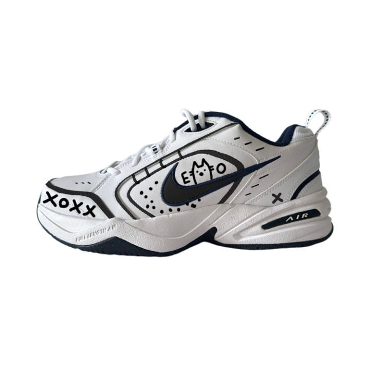 Nike Nike Air Monarch 4 White Navy Kitten Low top Chunky Sneakers Unisex Black White