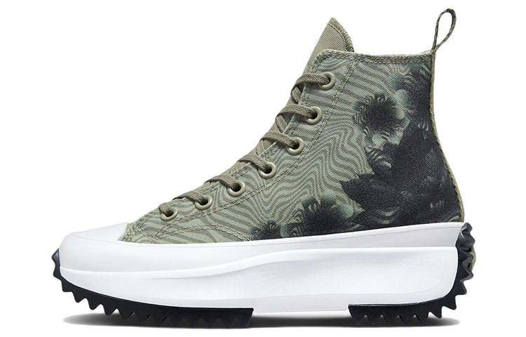 Converse Run Star Hike Platform Casual Abrasion Resistant High top Canvas Shoes Unisex Green