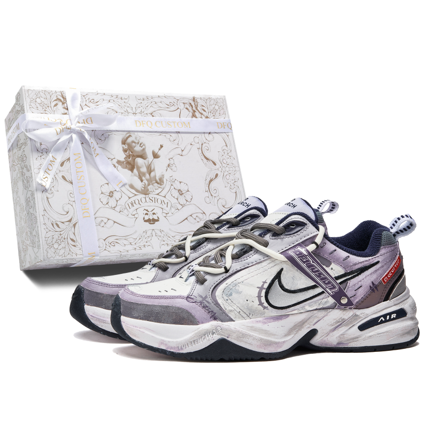 Nike Nike Air Monarch 4 Slip Resistant Slip Resistant Low top Chunky Sneakers Unisex Black White Purple