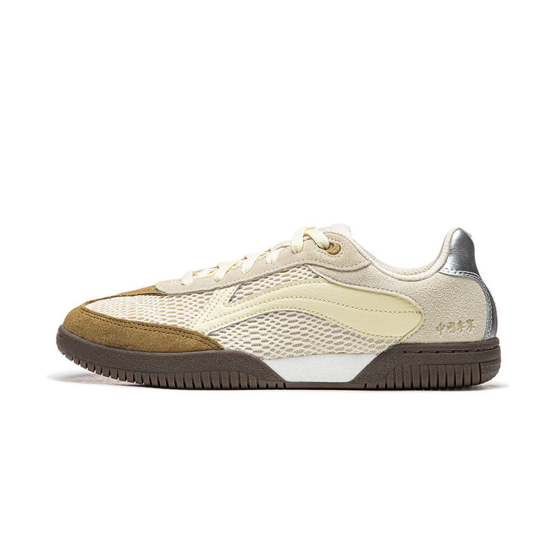 Li-Ning Li Ning Casual Scenario Low top Table Tennis Shoes Unisex Xuan Paper White Pudding Yellow Walnut Brown