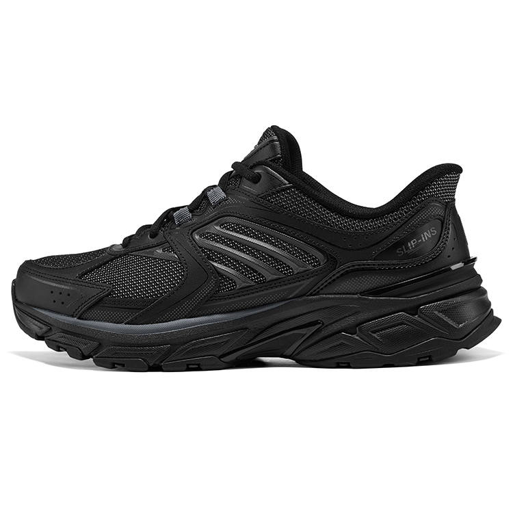 Skechers Silver Wing Shoes Lightweight Height Increasing Low top Chunky Sneakers Men's Black