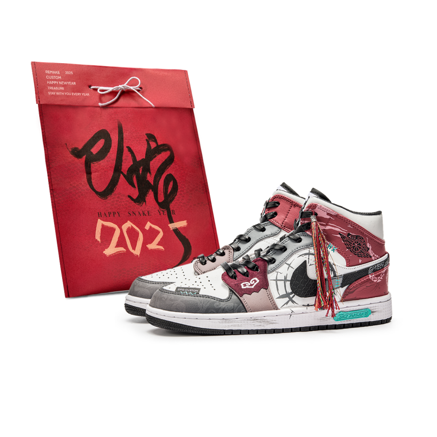 Jordan Jordan Air Jordan 1 Da Vinci Custom, Serpent Auspicious, Shopping Bag, Year Of The Snake Abrasion Resistant Breathable