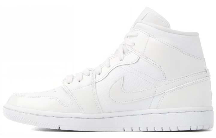 Jordan Jordan 1 Mid Triple White Patent Swoosh Women's
