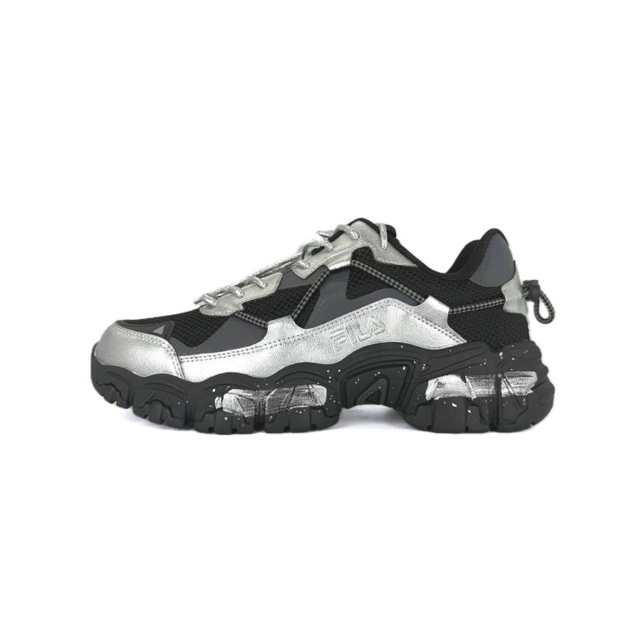 FILA Fluid Abrasion Resistant Low top Chunky Sneakers Unisex Black Silver