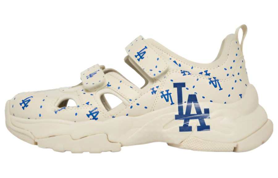 MLB Sandal Chunky Mask Street Style Logo Comfortable Breathable River Trekking Shoes Unisex Beige Blue