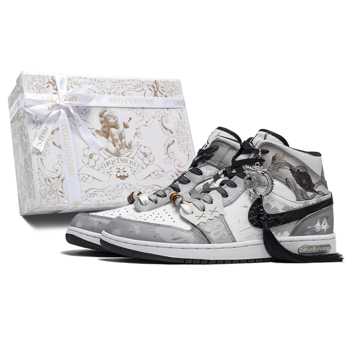 Jordan Jordan Air Jordan 1 Da Vinci Custom, Box, Dusty Abrasion Resistant Breathable Abrasion Resistant Breathable Mid top