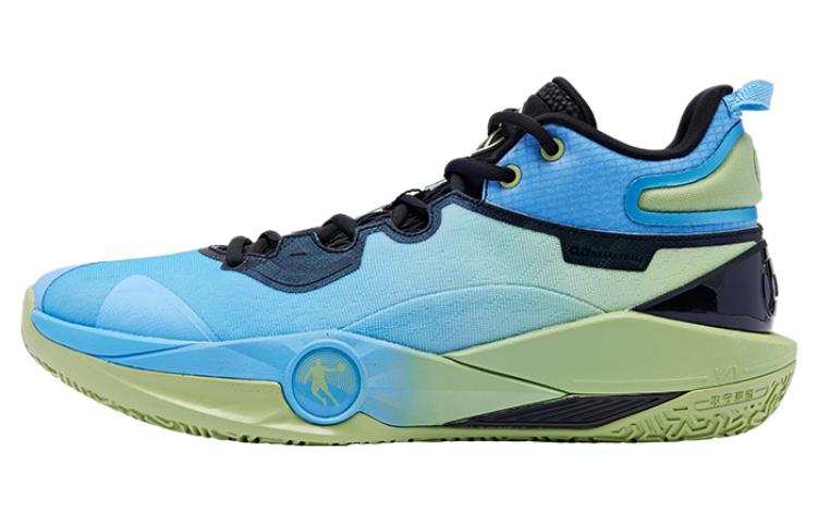 QIAODAN Halberd 6PRO Q KUNGFU Pro Cushioning Slip Resistant High top Basketball Shoes Men's Blue Green