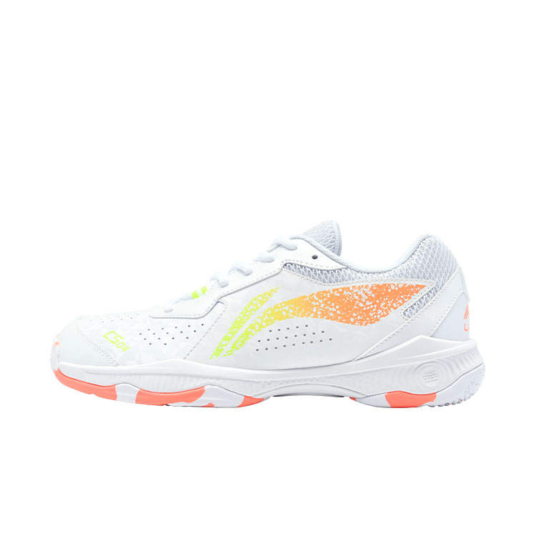 Li-Ning Li Ning Abrasion Resistant, Breathable, Lightweight Low top Badminton Shoes Unisex White Orange