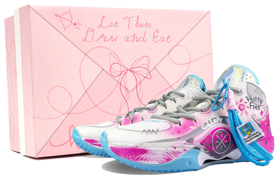 Li-Ning Li Ning Shadow 5 Cushioning Breathable Rebound Mid top Basketball Shoes Men's Pink Blue