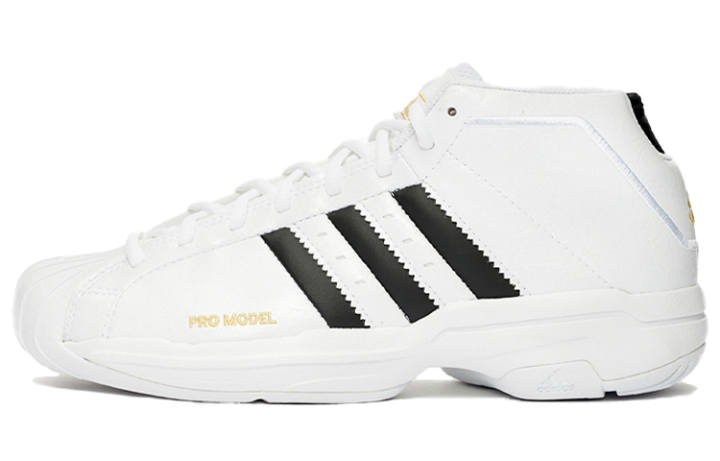 Adidas Adidas PRO Model 2G Cushioning Non-Slip Durable Mid-Top Basketball Shoes For Men White Black