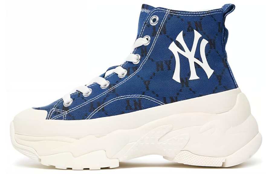MLB Chunky High Slip Resistant Abrasion Resistant High top Canvas Shoes Unisex Blue