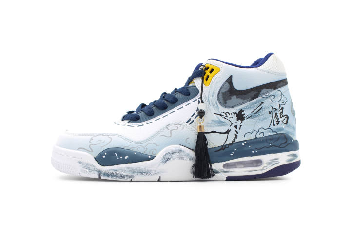 Nike Nike Flight Legacy Leather Abrasion Resistant Coverage Mid top Vintage Basketball Shoes Men's Sky Blue