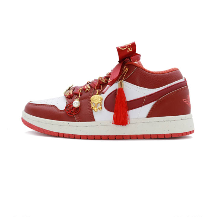 Jordan Jordan Air Jordan 1 Breathable And Lightweight Low top Skateboard Shoes Unisex Red White