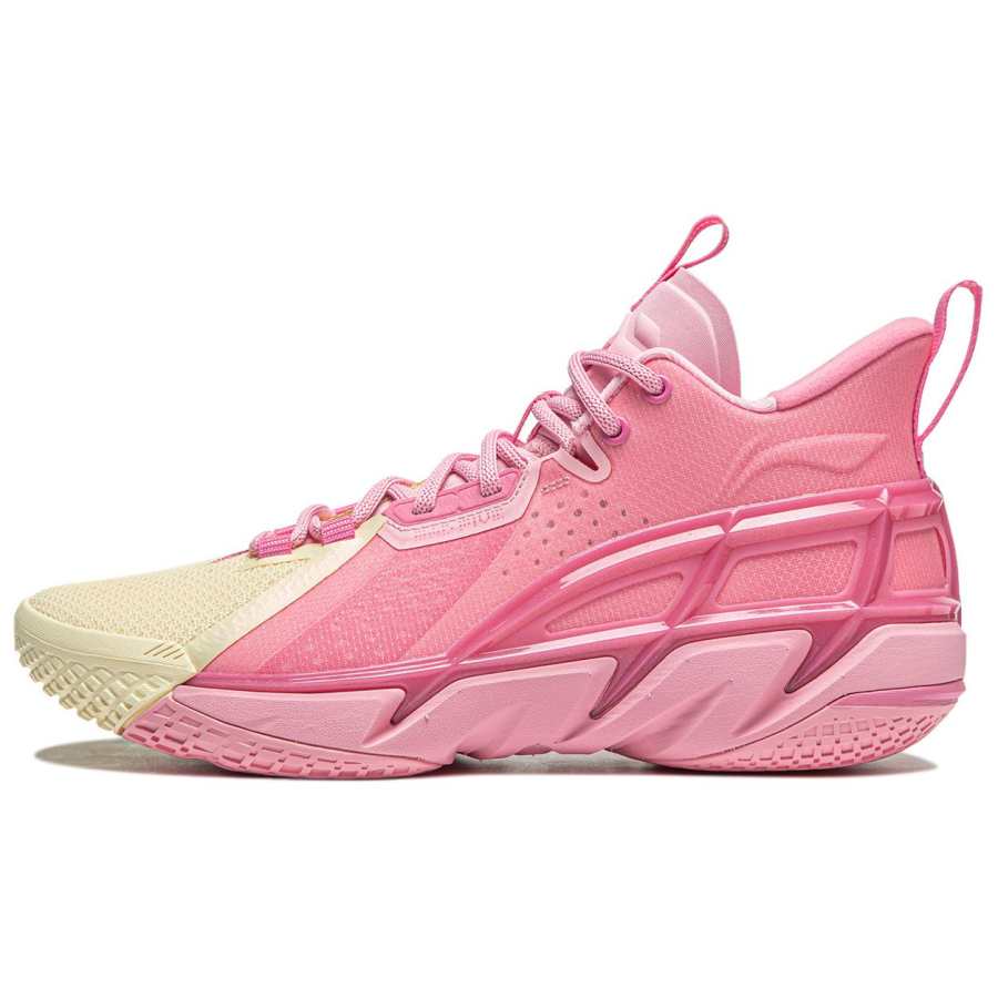 Li-Ning Li Ning BadFive 4 Cushioning Abrasion Resistant Breathable Mid top Basketball Shoes Men's Pink Yellow