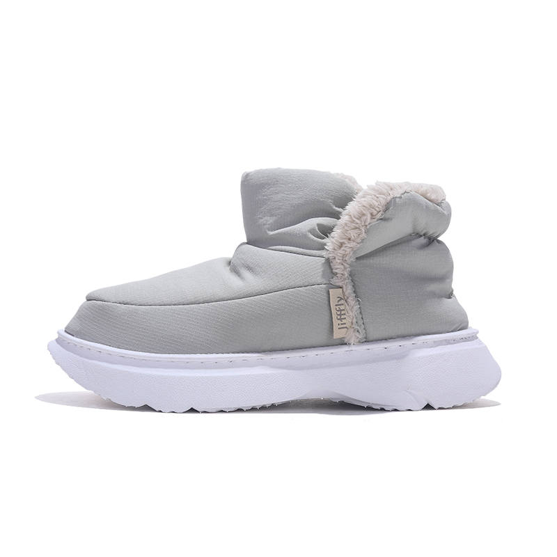 Jifffly Thermal Abrasion Resistant Slip Resistant Short Snow Boots Women's Gray White