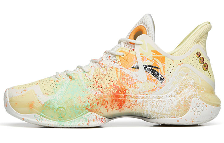 Anta Shock Wave 4 Abrasion Resistant Slip Resistant Low top Performance Basketball Shoes Men's White Multicolor