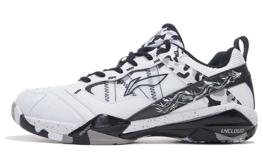 Li-Ning Li Ning Professional Cushioning Abrasion Resistant Support Rebound Low top Badminton Shoes Unisex White Black