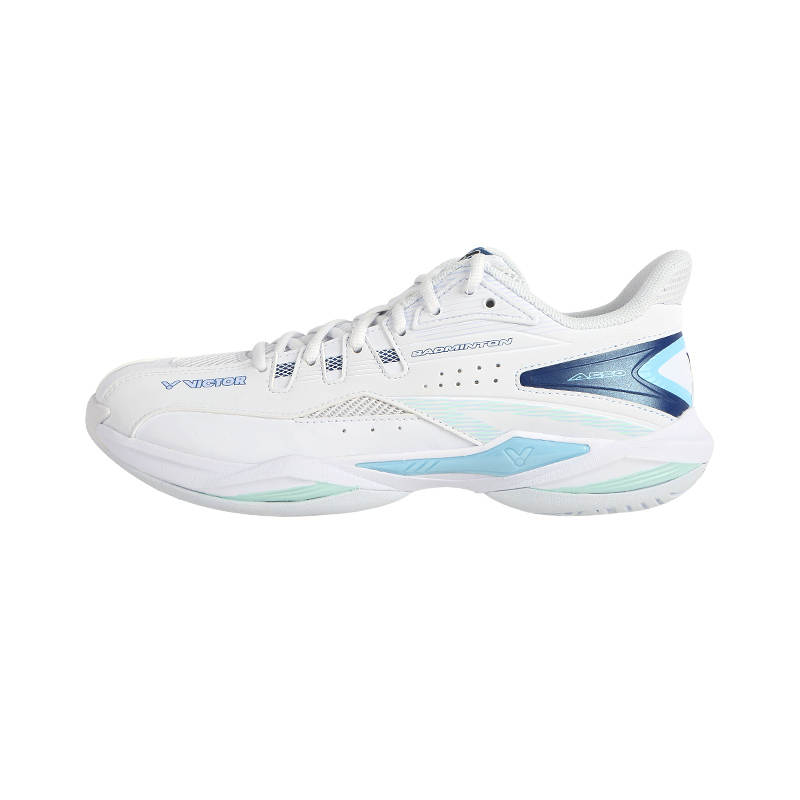 VICTOR A550 Slip Resistant, Abrasion Resistant, Breathable Low top Badminton Shoes Unisex White Blue