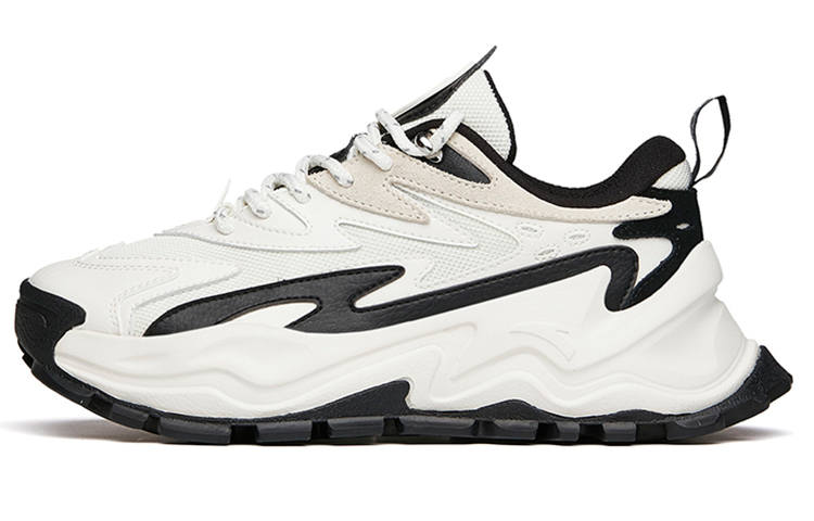 Anta Hot Vintage Cushioning Slip Resistant Abrasion Resistant Low top Chunky Sneakers Women's Black White