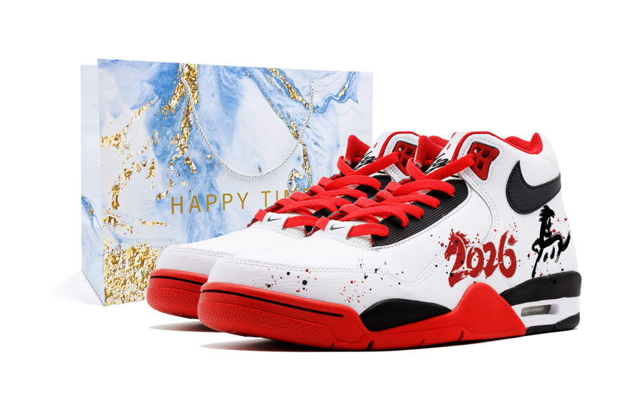 Nike Nike Flight Legacy Mid top Vintage Basketball Shoes Unisex Red White