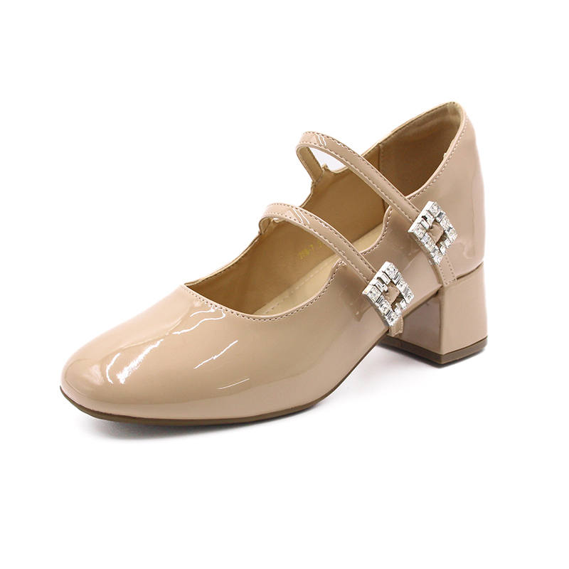 WALIBU Microfiber Leather Chunky Heel Mary Jane Shoes 7cm Women's