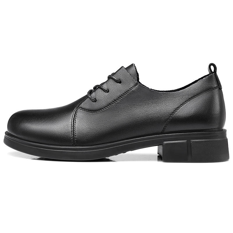 QIANGREN 3515 Top Grain Cow Leather Casual Leather Shoes Women's Black
