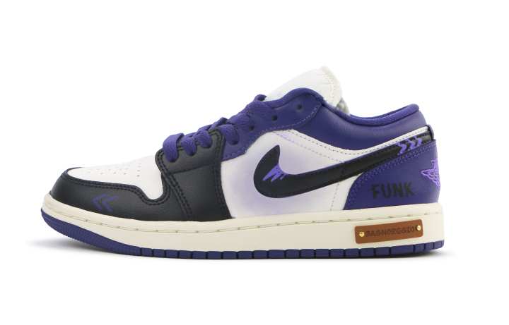 Jordan Jordan Air Jordan 1 Abrasion Resistant Breathable Low top Skateboard Shoes Unisex Sail White Purple