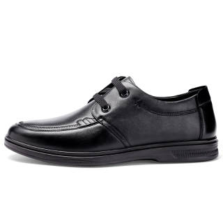 QIANGREN 3515 Top Grain Cow Leather Casual Shoes Men's Black