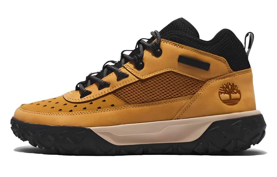 Timberland Motion 6 Leather Comfortable Mid top Mountaineering Shoes Men's Yellow Black