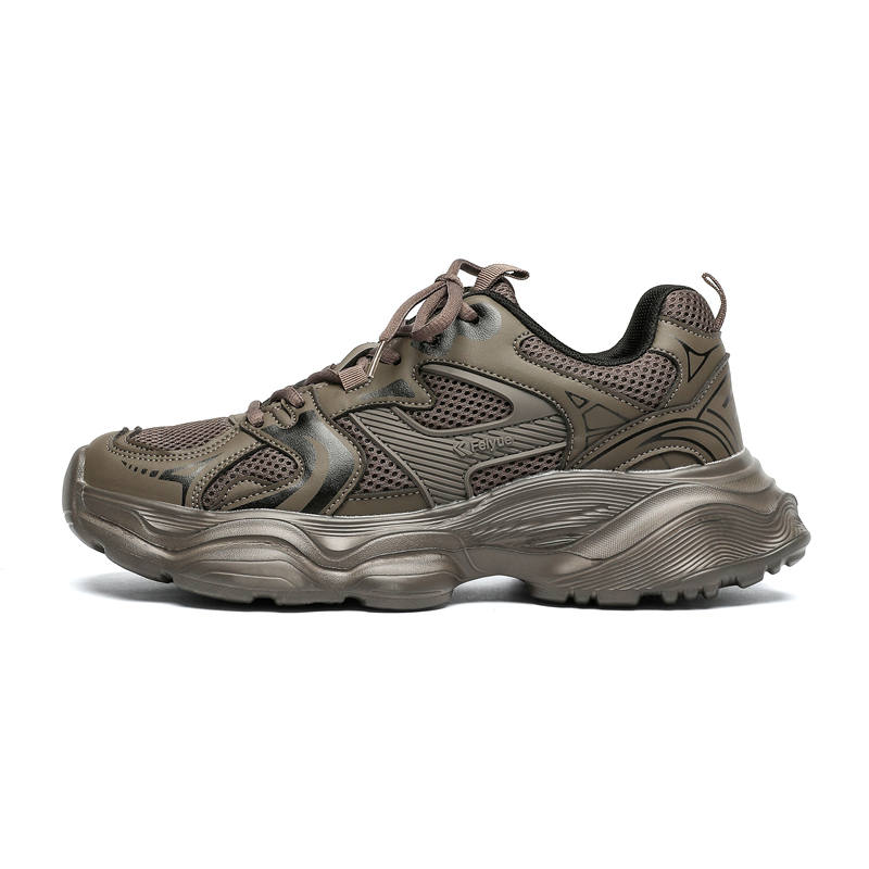 FEIYUE Slip-Resistant Abrasion-Resistant Low-top Chunky Sneakers Men's Dark Brown