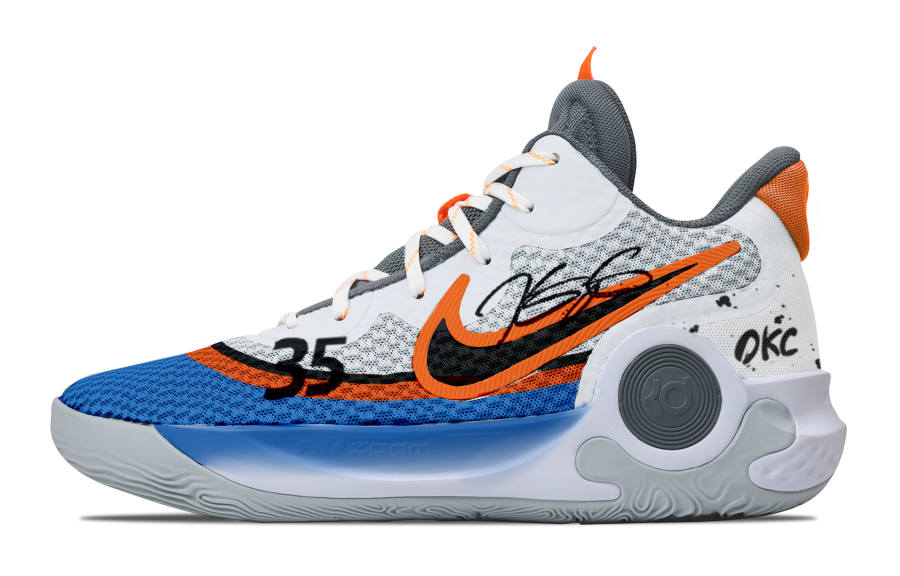 Nike Nike KD Trey 5 IX Thunderous And Vast Cushioning, Wear Resistant Mid top Basketball Shoes Unisex Gray Blue Orange
