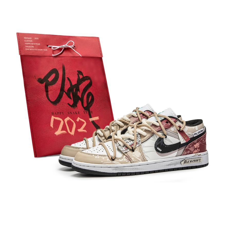 Jordan Jordan Air Jordan 1 Da Vinci Custom, Serpent Auspicious, Shopping Bag, Golden Snake Blessing Slip Resistant