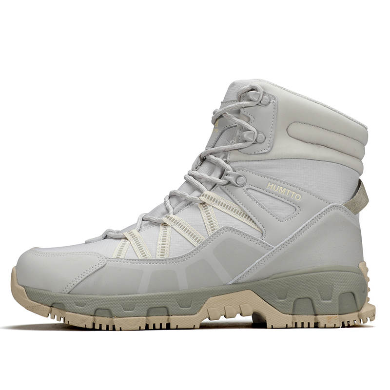HUMTTO Comfortable Versatile Fleece Lined Short Mid Calf Snow Boots Men's Beige Matcha Green
