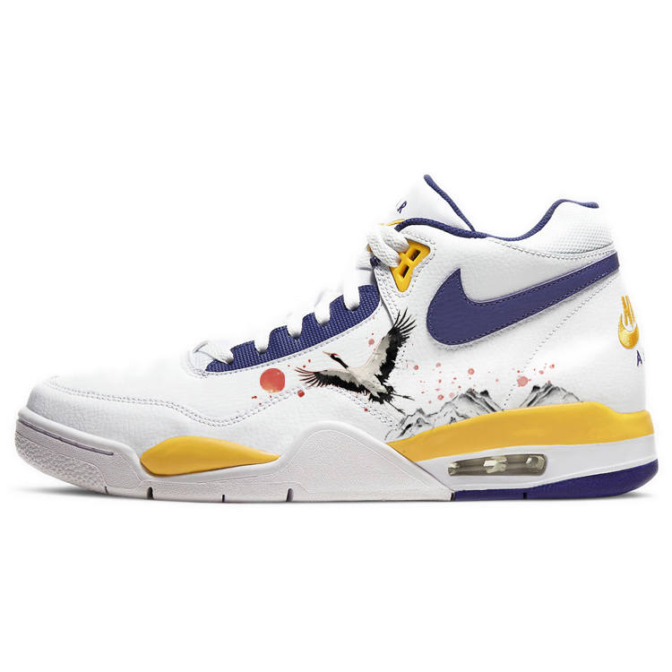 Nike Nike Flight Legacy Cushioning Slip Resistant Abrasion Resistant Mid top Vintage Basketball Shoes Men's Lakers Yellow