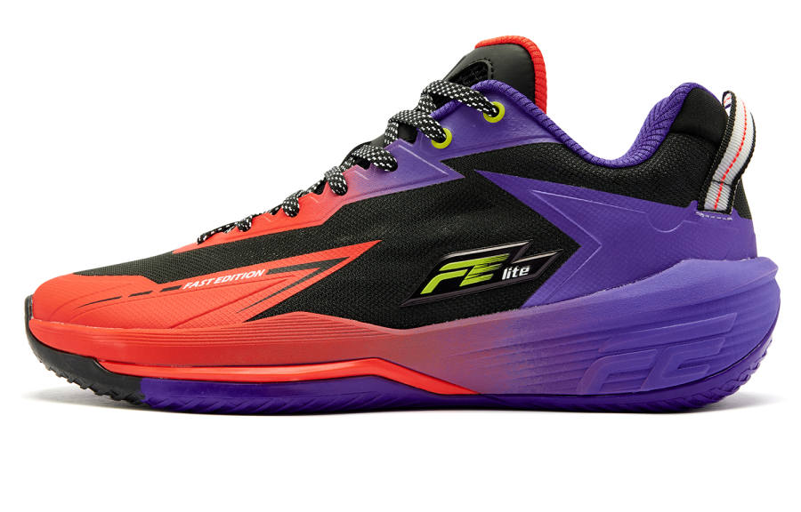 QIAODAN Low top Basketball Shoes Men's Black Dutch Orange Illusion Purple