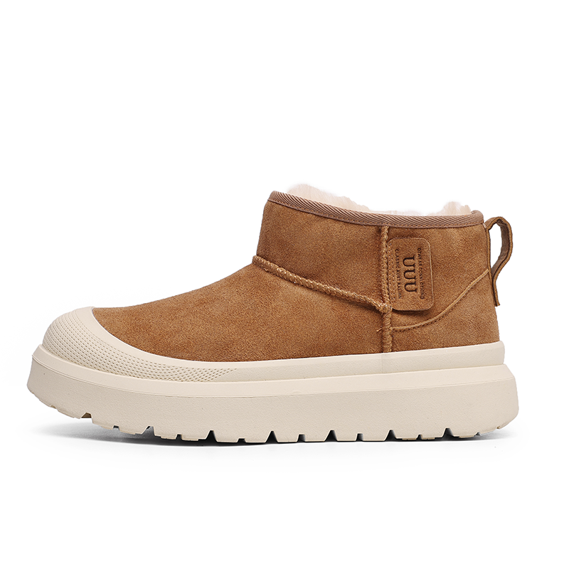 Angelmix Short Snow Boots Unisex Beige Brown