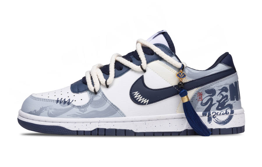 Nike Nike Big 'Fu' Horse Greeting Card For The New Year Cushioning, Wear Resistant Low top Skateboard Shoes Men's White