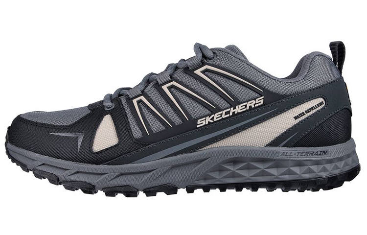 Skechers Escape Plan Textile, Leather Low top Hiking Shoes Men's Black Gray