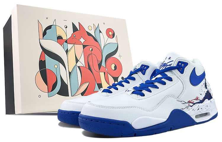 Nike Nike Flight Legacy Mid top Vintage Basketball Shoes Men's White Blue