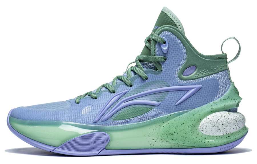 Li-Ning Li Ning YuShuai 17 Textile, Artificial Leather Abrasion Resistant Mid top Basketball Shoes Men's Purple Cyan