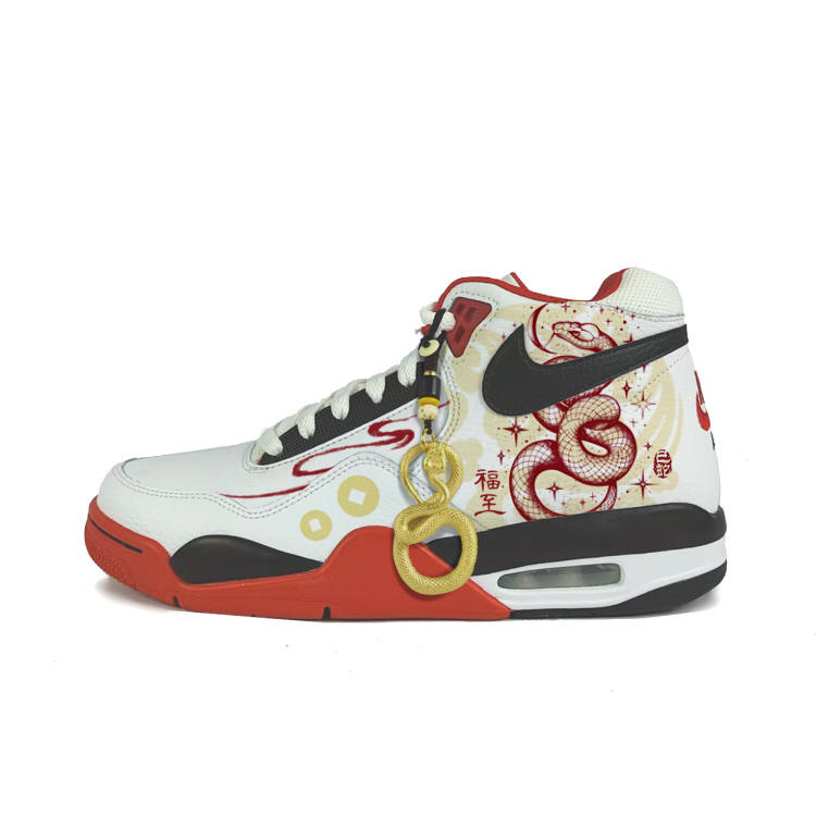 Nike Nike Flight Legacy Synthetic Leather Cushioning Mid top Vintage Basketball Shoes Unisex Red White