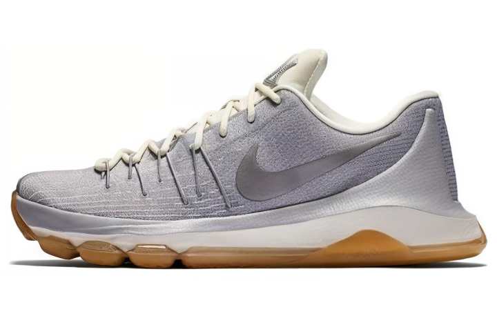 Nike Nike KD 8 Slip Resistant Abrasion Resistant Low top Basketball Shoes Men's Gray White