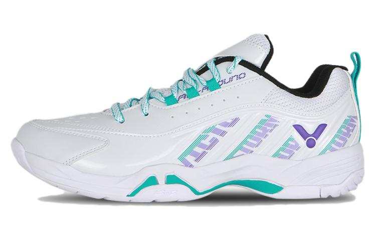 VICTOR Mesh, Synthetic Leather Low top Badminton Shoes Unisex White Purple