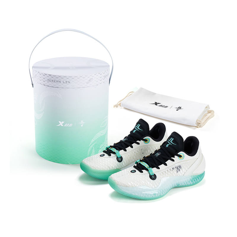 XTEP Jeremy Lin 5 Cushioning Slip Resistant Abrasion Resistant Low top Basketball Shoes Men's Azure Dragon