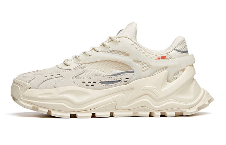 Anta Hot Slip Resistant Cushioning Low top Chunky Sneakers Women's Light Beige White