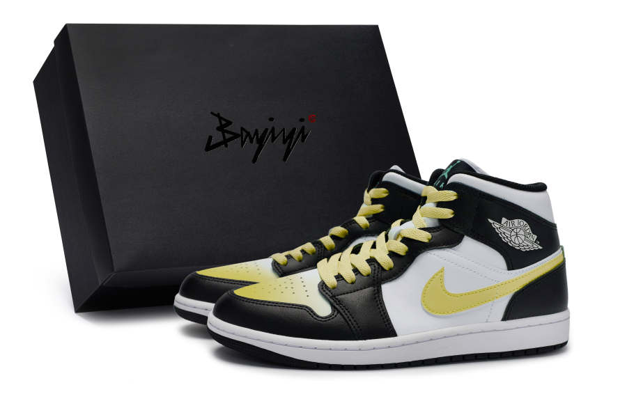 Jordan Jordan Air Jordan 1 MID 811 Manufacturing, Deep Sea Mystic Realm Yellow, Special Shoe Box Abrasion Resistant Breathable