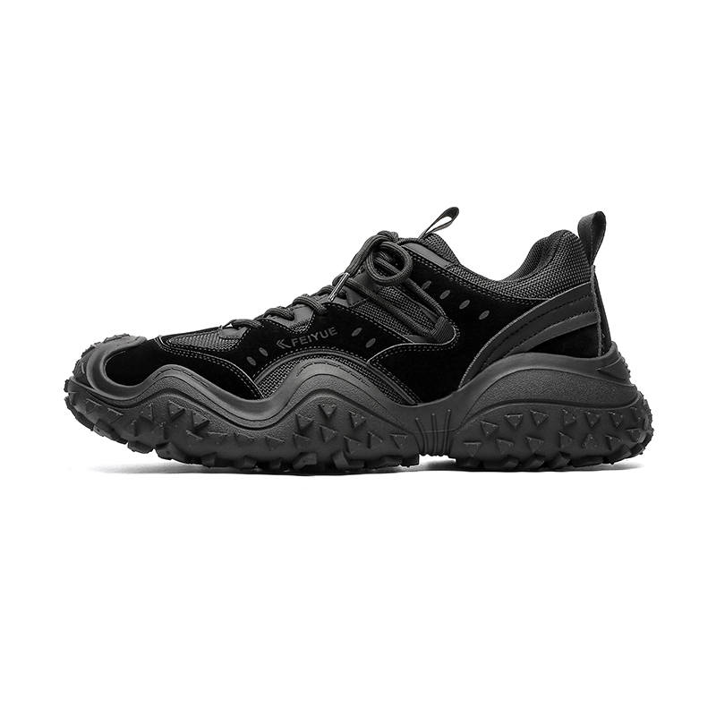 FEIYUE Slip-Resistant Abrasion-Resistant Low-top Chunky Sneakers Men's Black