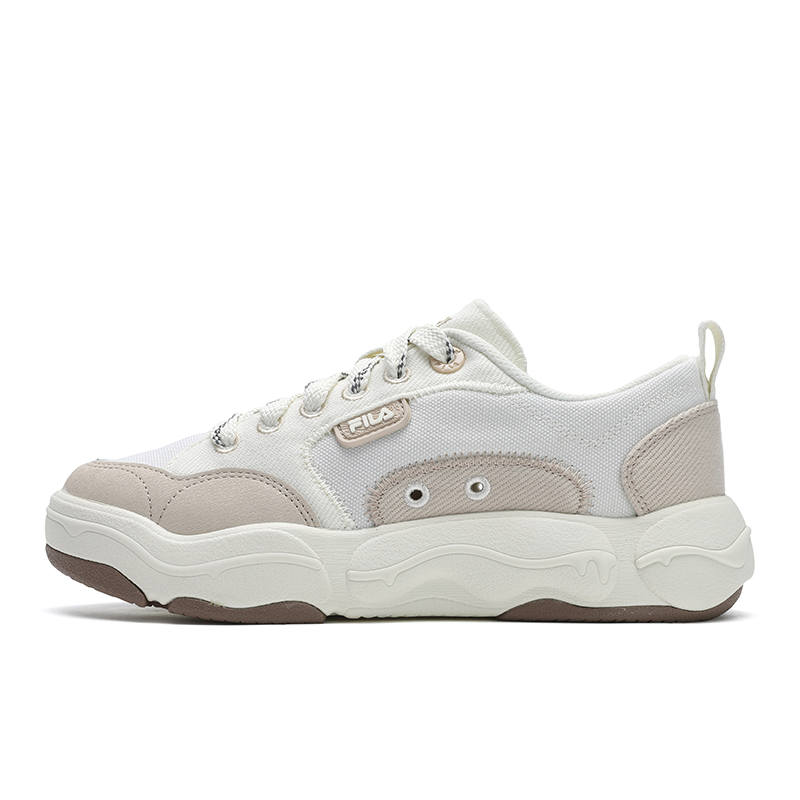 FILA BURGER Hamburger Shoes Breathable And Lightweight Low top Canvas Shoes Women's White Yellow