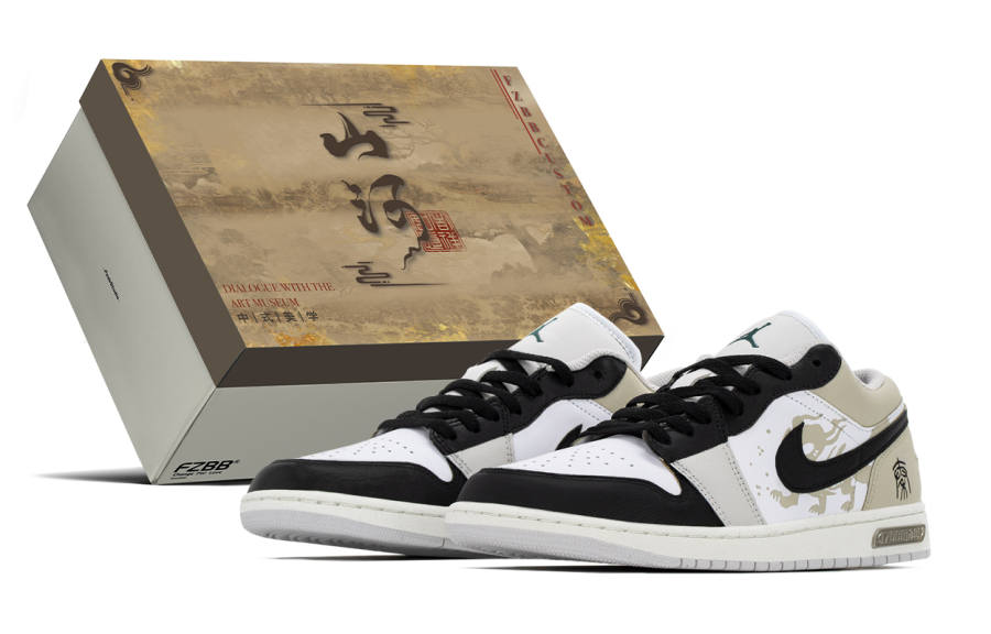 Jordan Jordan Air Jordan 1 Box, Chinese Style, Qin Pattern Abrasion Resistant Abrasion Resistant Low top